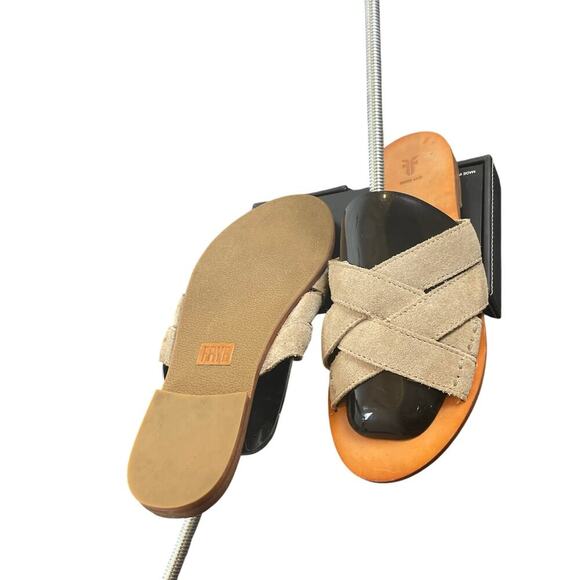 FRYE SANDALS CARLA CRISS CROSS OPEN TOE CASUAL SLIDE ASH SZ 7 AESTHETIC BOHO - Picture 6 of 16